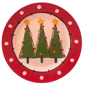 Vintage Y2K Christmas Set of Four Ceramic Christmas Tree Dish Set By Tag