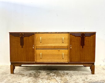 Vintage 1920s Art Deco Modernist Oak Credenza or Sideboard