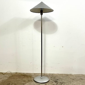 Vintage 80s Chrome Postmodern Memphis Style Floor Lamp with Metal Shade