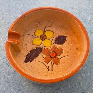 Vintage 1970s Round Ceramic Trinket Dish or Ashtray Made In Italy