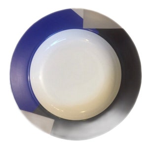 Vintage 1990s Post Modern Memphis Inspired Bowl Fashion Blue by Kenneth Cornett for Studio Nova