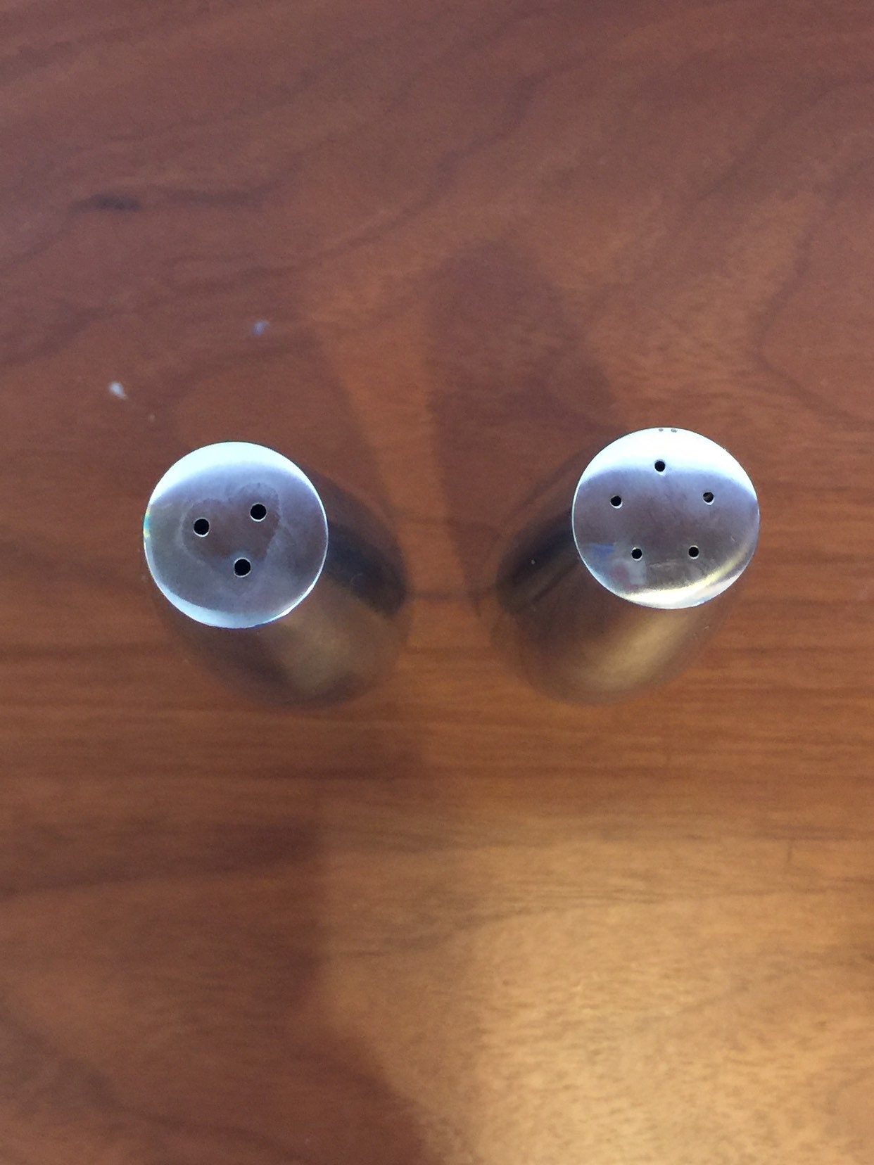 Vintage 1960s Danish Modern Stainless Steel Salt & Pepper Shakers