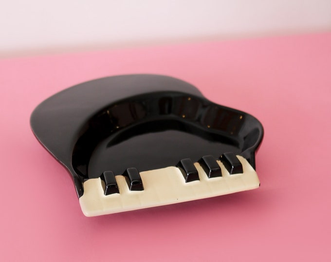 Vintage Post Modern 80s Piano Keyboard Ashtray by Sarsaparilla Deco