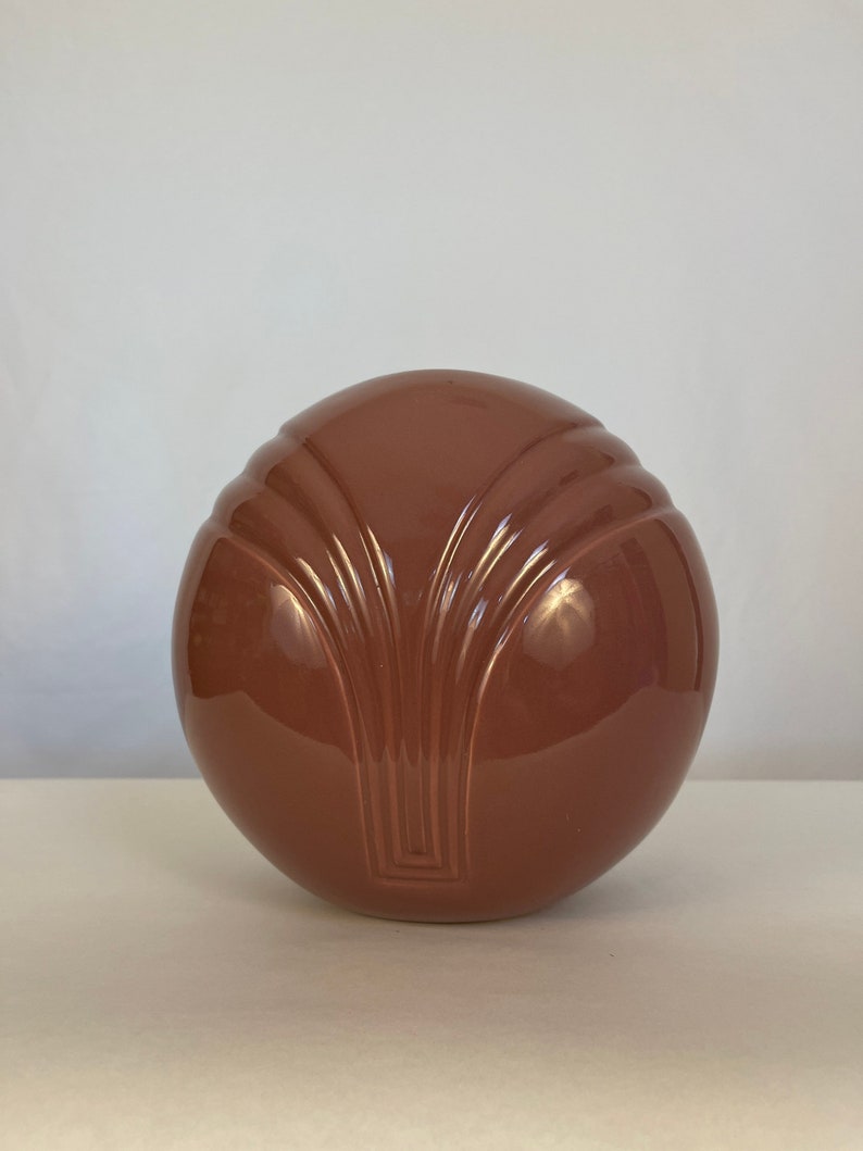 Vintage 80s Mauve Ceramic Ball Vase image 4