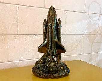 Vintage Glazed Porcelain Space Shuttle Sculpture