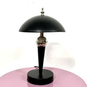 Vintage 80s Pair Black and Gold Post Modern Table Lamps