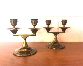 Vintage 1940s Pair of Candleabras by Brass by Blake