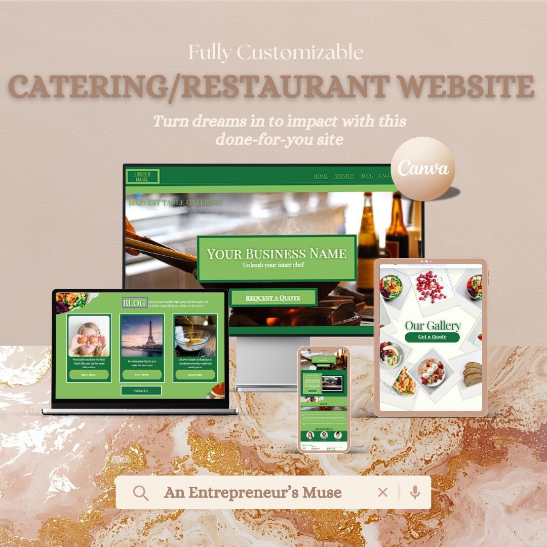 Catering Restaurant Website Template, Editable Canva Design (digital ...