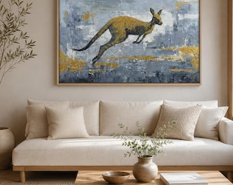 Kangaroo Oil Painting: Textured Australian Wildlife Wall Art
