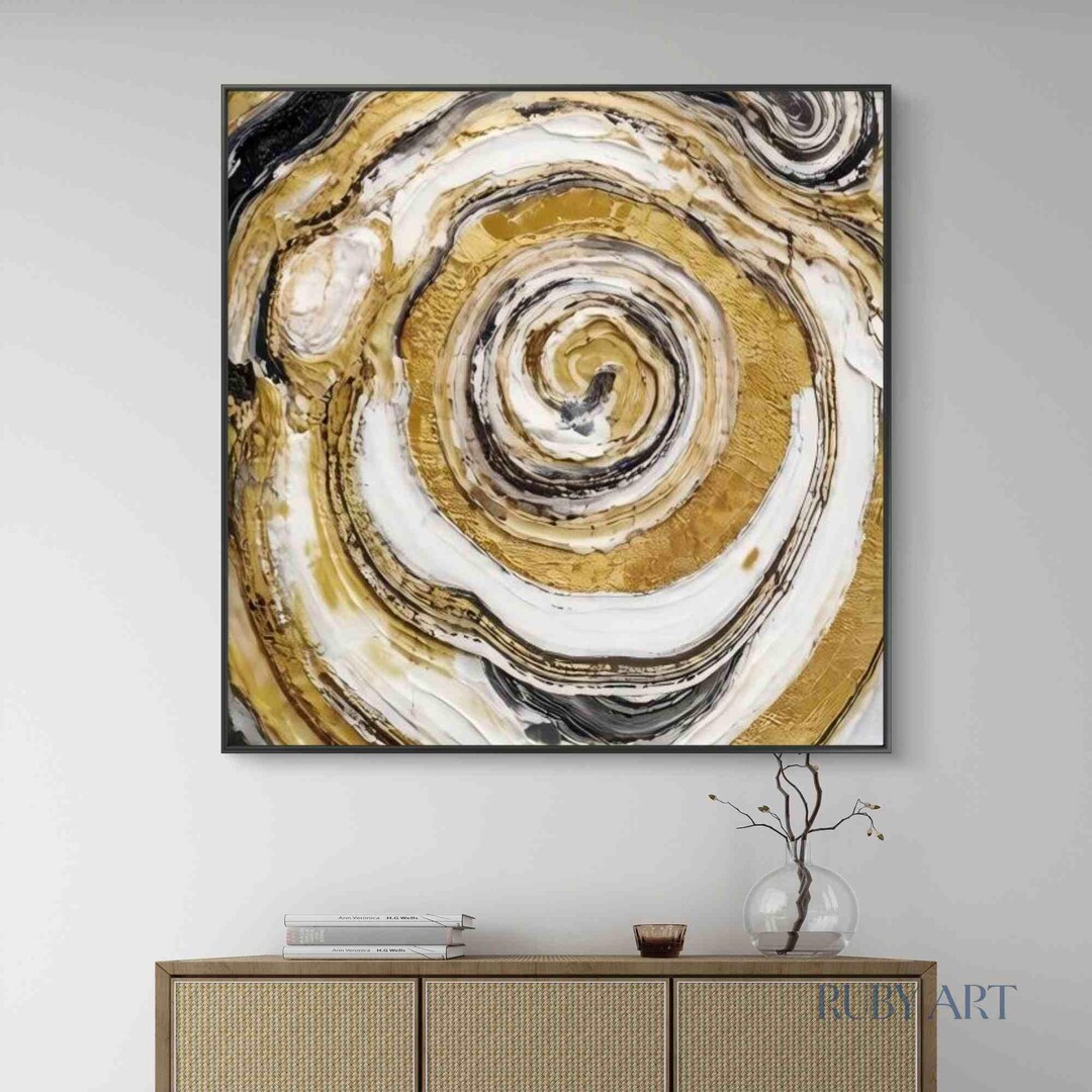 3D Textured Impasto Wall Art | Circular Swirl Canvas Decor | Modern ...