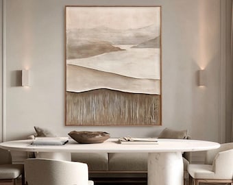 Contemporary Landscape Oil Painting | Japandi Neutral Wall Art | Abstract Coastal Decor