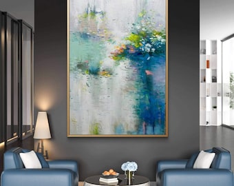 Pintura al óleo personalizada de un estanque de nenúfares, estilo impresionista, pintada a mano: Arte mural de paisaje tranquilo