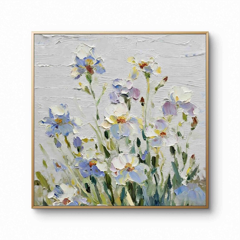 Original Impasto Iris Oil Painting | Textured Floral Canvas Wall Art - Etsy