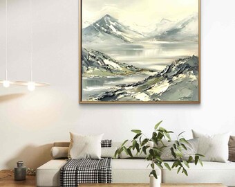 Arte paisajístico con textura de empaste / Decoración de pared original de naturaleza escandinava