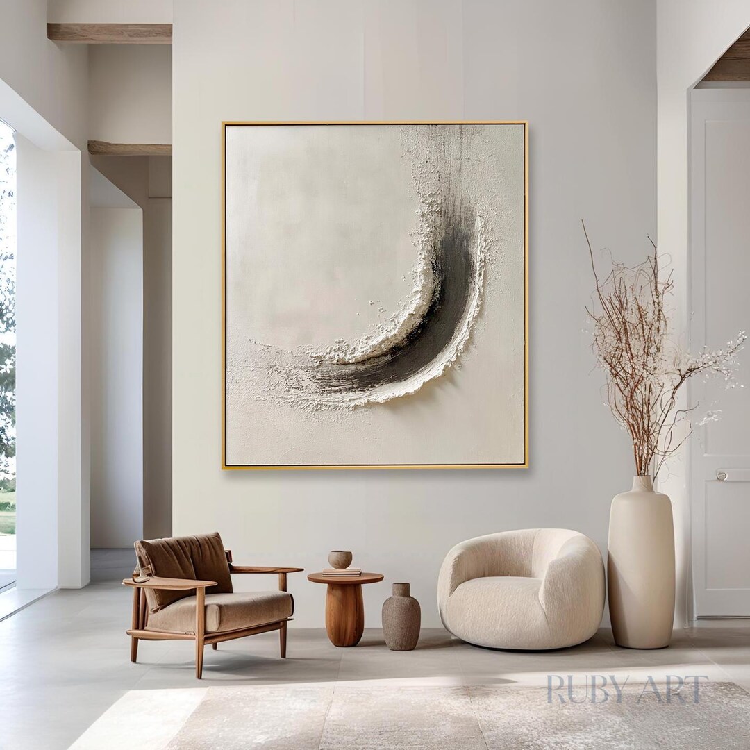 Textured Abstract Oil Painting | Large Neutral Wabi Sabi Wall Art - Etsy