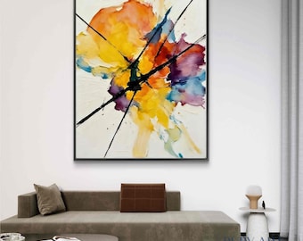 Pintura abstracta floral al óleo / Cuadro texturizado con espátula sobre lienzo