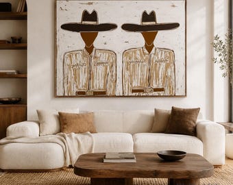 Minimalist Couple Oil Painting | Abstract Figure Wall Art | Modern Neutral Canvas | Contemporary Portrait Decor