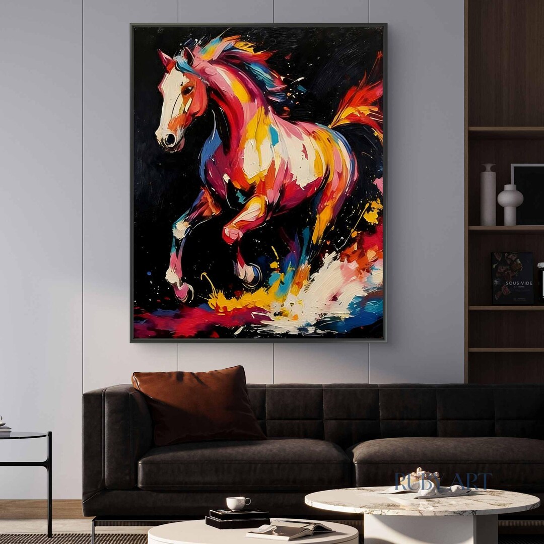 Vibrant Abstract Horse Canvas, Modern Impressionist Equine Art - Etsy