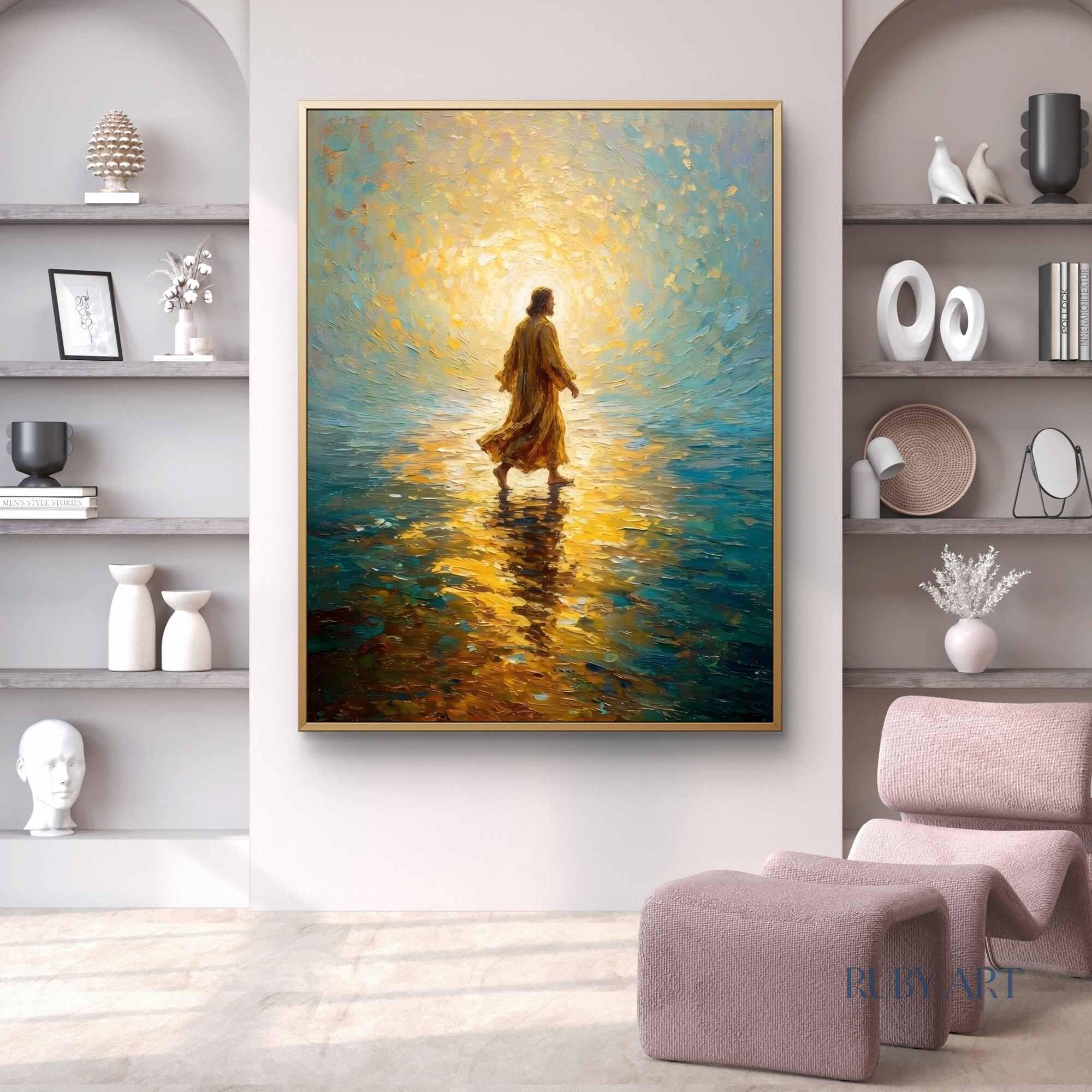 Jesus Walking on Water Oil Painting | Spiritual Impressionism Wall Art ...