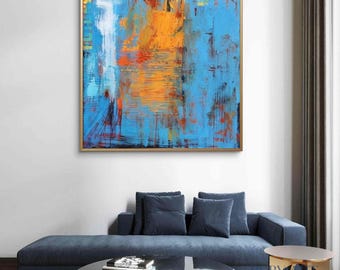 Pintura al óleo abstracta / Arte mural moderno con textura / Lienzo expresionista vertical original