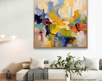 Pintura al óleo original con técnica de empaste / Arte mural expresionista abstracto y audaz, lienzo texturizado para decoración del hogar