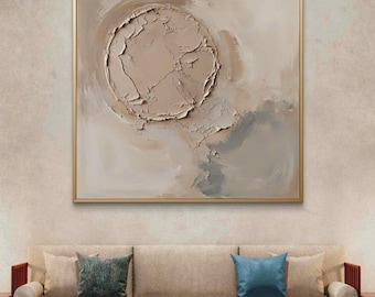 Pintura al óleo texturizada / Arte abstracto minimalista en tonos tierra