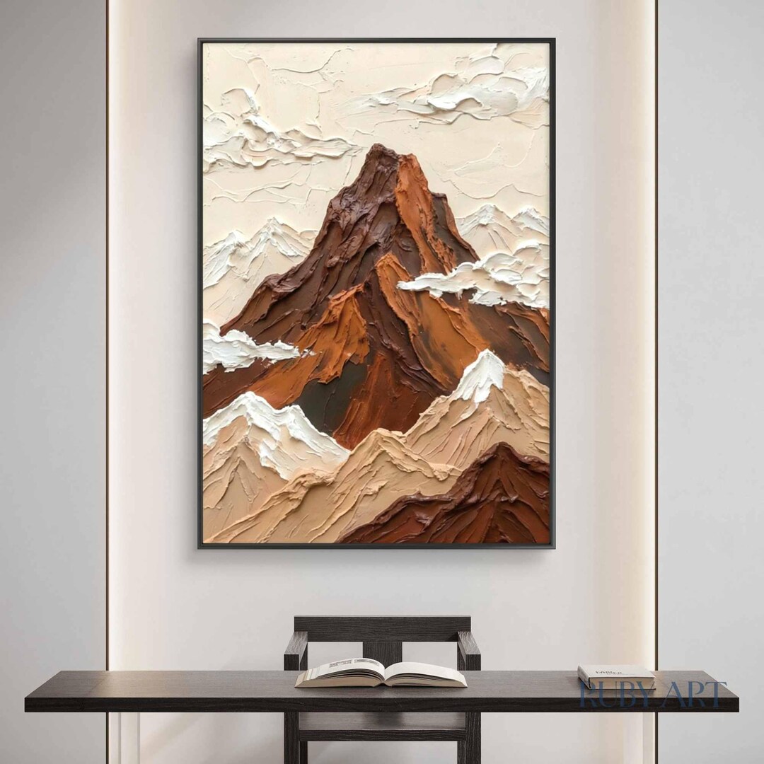 Textured Mountain Oil Painting | Abstract Impasto Landscape Art - Etsy