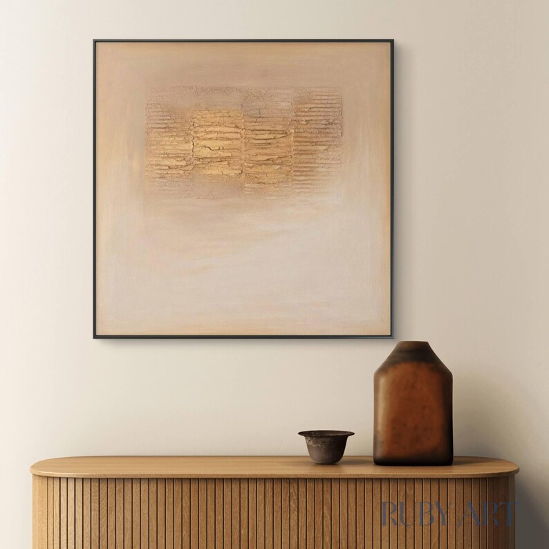 Neutral Textured Oil Painting | Minimalist Abstract Wall Art | Beige ...