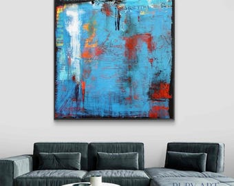 Pintura contemporánea con espátula / Abstracto costero urbano / Arte texturizado moderno original