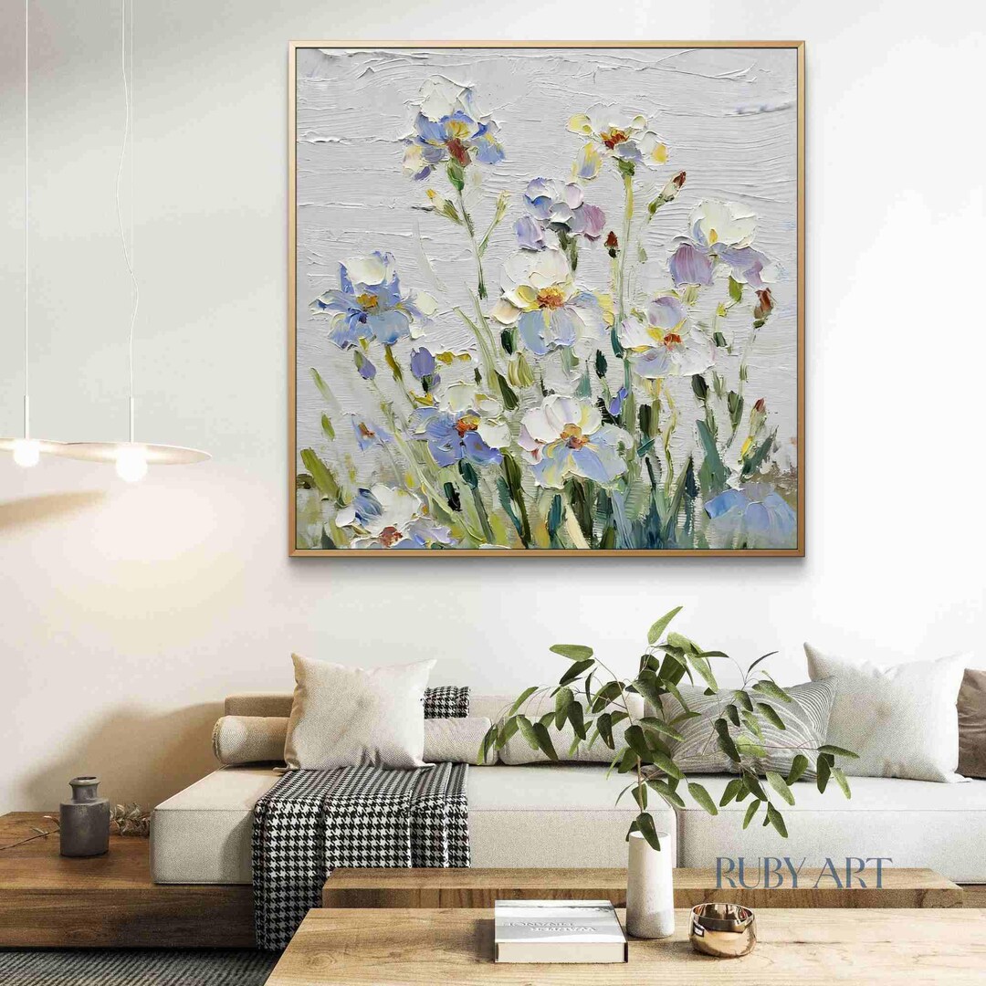 Original Impasto Iris Oil Painting | Textured Floral Canvas Wall Art - Etsy