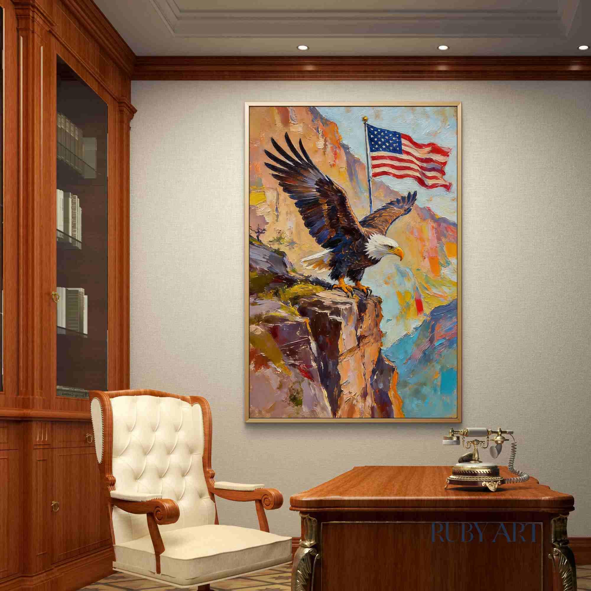 Bald Eagle Oil Painting | American Flag Patriotic Art - Etsy