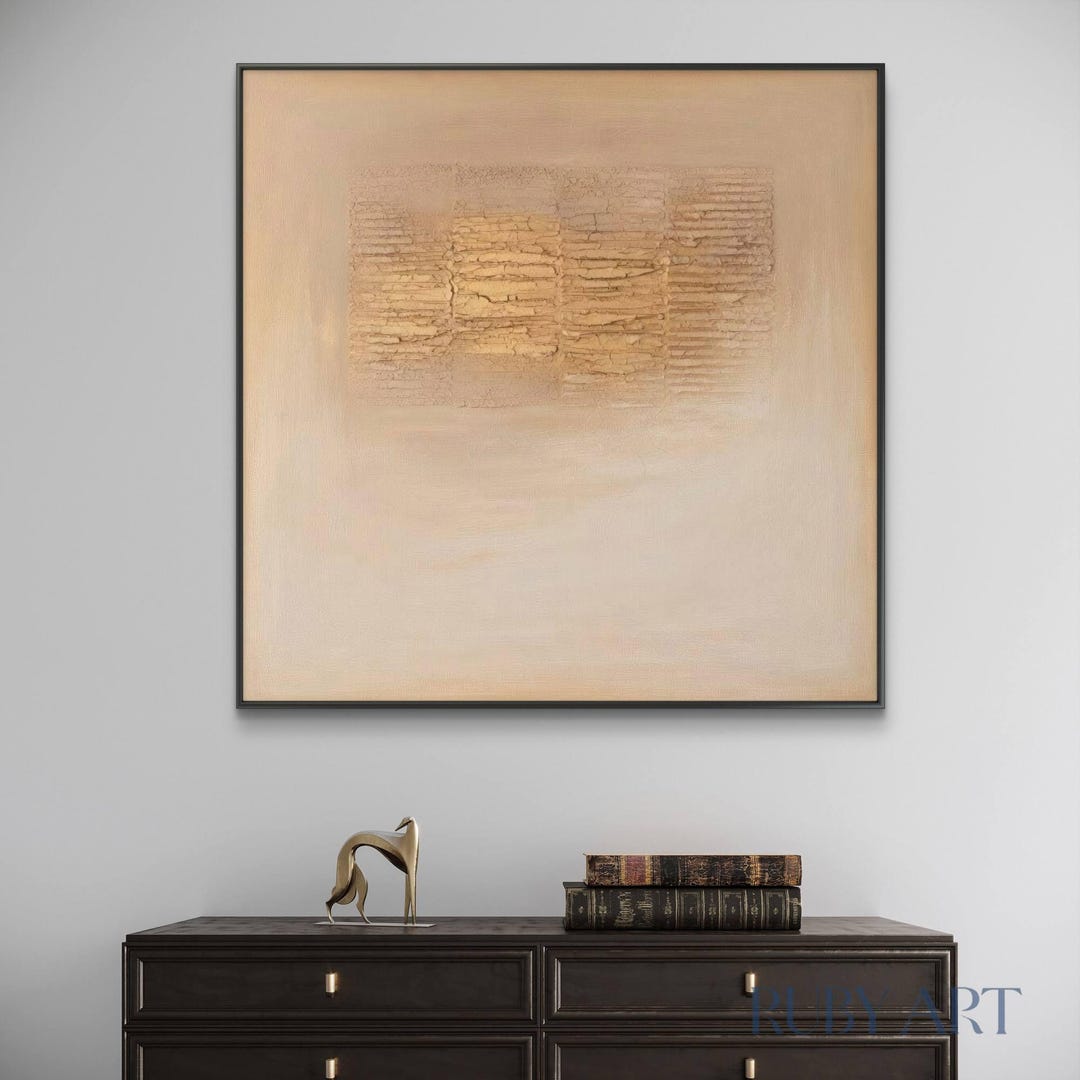 Neutral Textured Oil Painting | Minimalist Abstract Wall Art | Beige ...