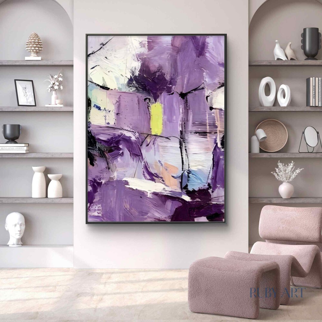 Abstract Purple Oil Painting | Modern Violet Wall Art | Original ...