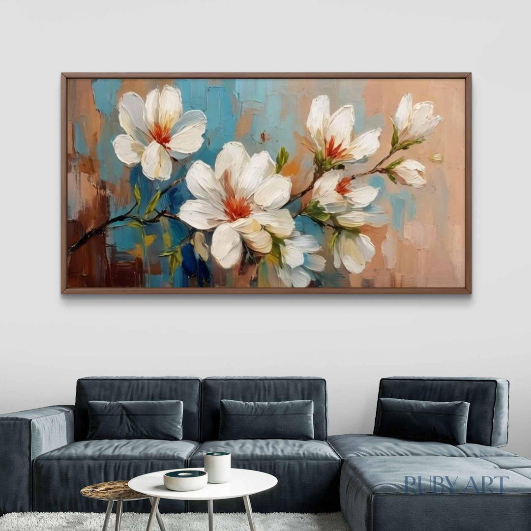 Original White Magnolia Oil Painting | Impressionist Floral Wall Art - Etsy