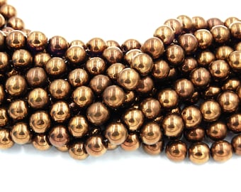 Topaz Gold 8mm CR8009 50 Glass Pearl Round Beads