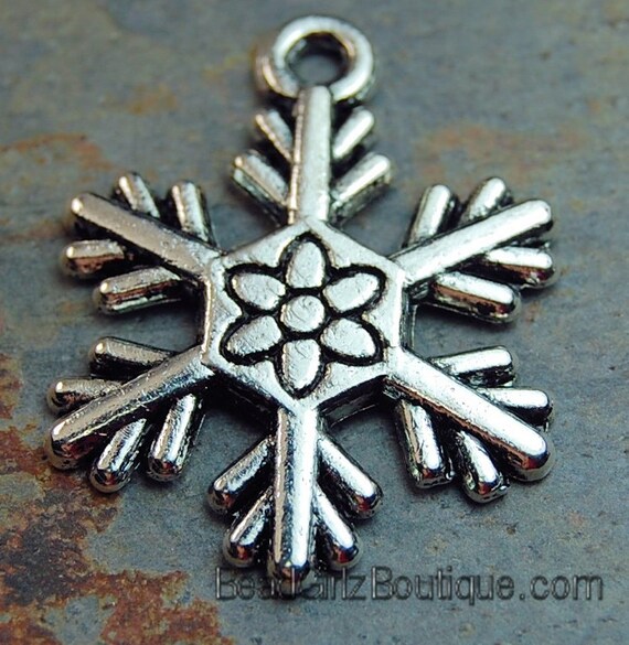 Snowflake Charm, Zinc Alloy Christmas Pendants,antique Silver
