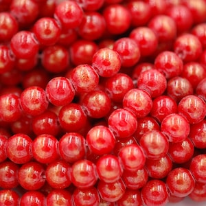 Gold Red Jade, 6mm Jade Round Beads in Opaque Finish -15 inch strand