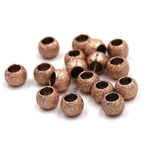 304 Stainless Steel Rose Gold Stardust Spacer 4x3mm Beads -25