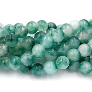 10mm Sea Green Mashan Jade Beads Smooth - 15 inch strand