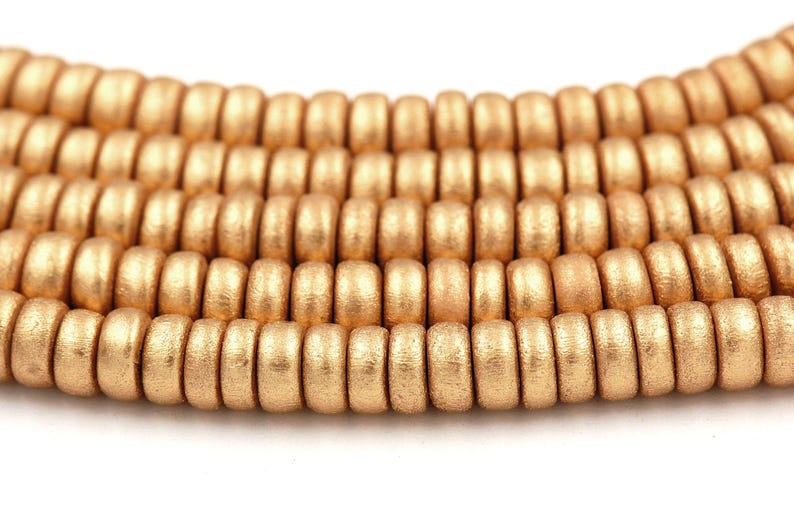 Gold Wood Beads 6mm, 8mm, 10mm, 12mm 16mm Round Gold Wood Rondelle 8x4mm -16 inch strand