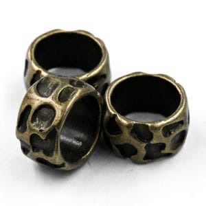 Antique Bronze, 20pc, Animal Pattern Large Hole Beads, 13x8mm Rondelle