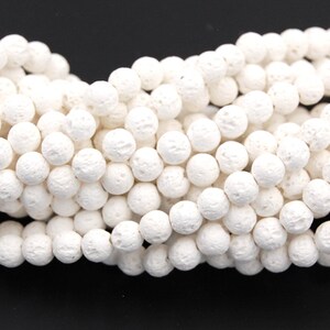 Unwaxed White Lava Rock Round 6mm 8mm 10mm Lava Stone Beads -15.5 inch