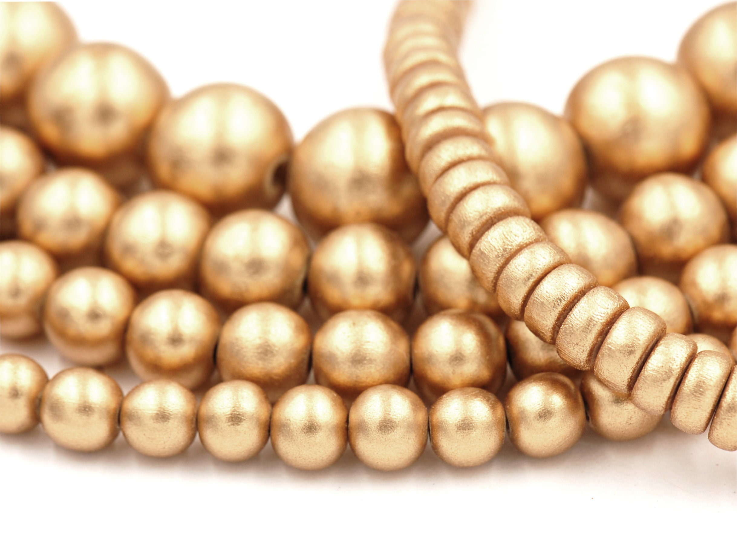Gold Wood Beads 6mm, 8mm, 10mm, 12mm 16mm Round Gold Wood Rondelle 8x…