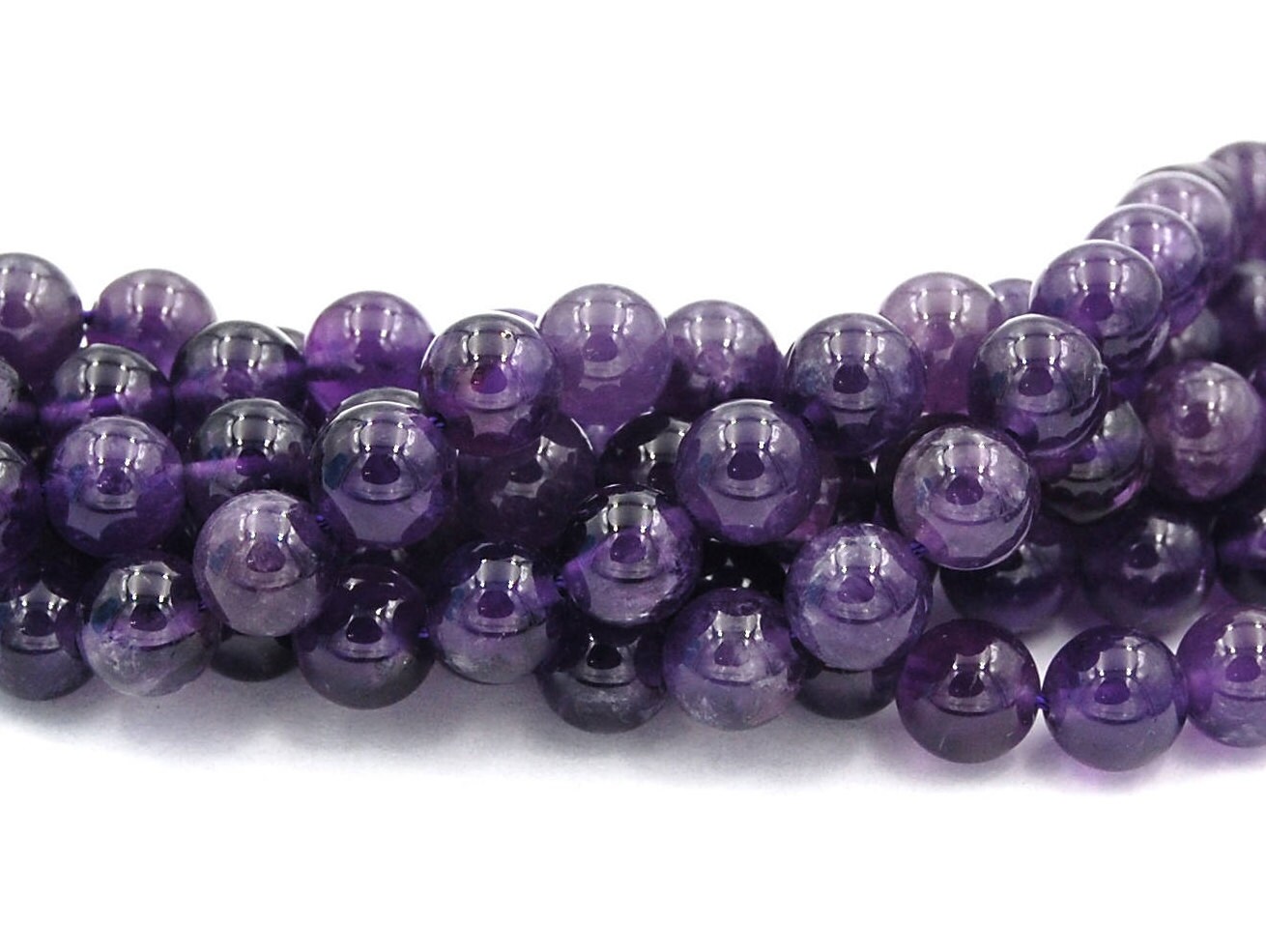 Amethyst Beads, 6mm AB+ natural round beads  -15.5 inch strand