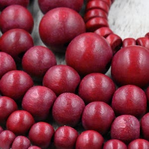 Christmas Red Berry Beads Round or Rondelle Dark Red Wood beads -16 inch strand