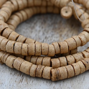 Tiger Brown Coconut Shell Heishi 4x5mm -22 inch strand