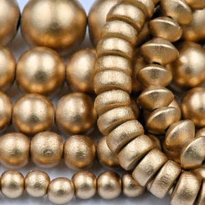 Metallic Rich Gold Wood Beads