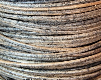 Natural Dye Grey-Brown 1.5mm Round Leather Cord 3 Yards / 9 Feet / 2.74 Meters