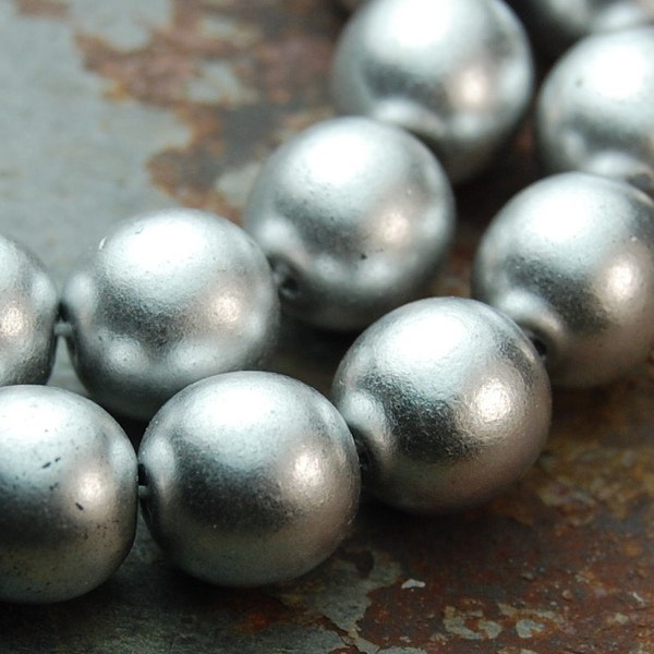 Silver Czech Glass 8mm Druk Beads -25 Czech Beads