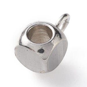 304 Stainless Steel Electroplated Cube Hanger for Charms, 10pc